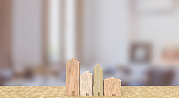 home wood toy in living room for property or building concept 3d rendering